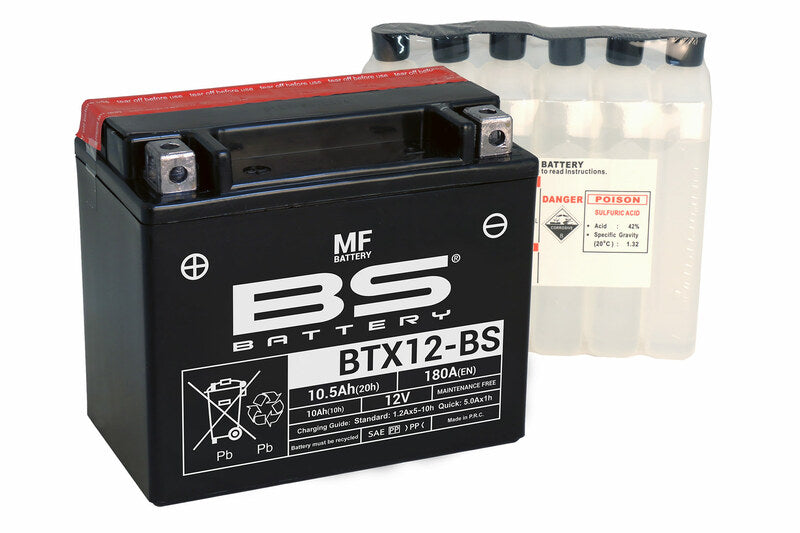 BS BATTERY Battery Maintenance Free with Acid Pack - BTX12