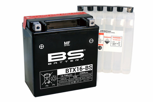 BS BATTERY Battery Maintenance Free with Acid Pack - BTX16