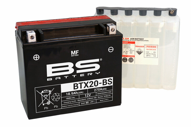 BS BATTERY Battery Maintenance Free with Acid Pack - BTX20
