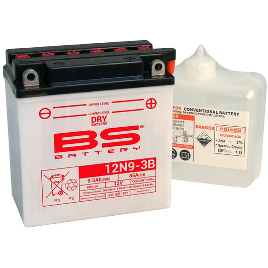 BS BATTERY Battery Conventional with Acid Pack - 12N9-3B