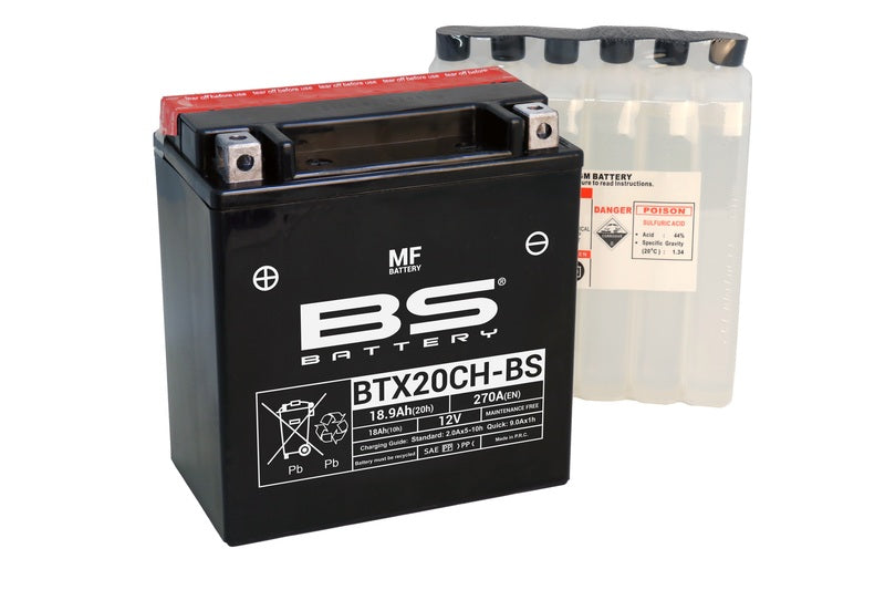 BS BATTERY Battery Maintenance Free with Acid Pack - BTX20CH