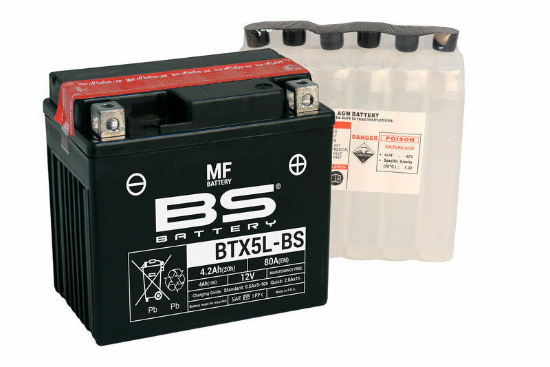 BS BATTERY Battery Maintenance Free with Acid Pack - BTX5L