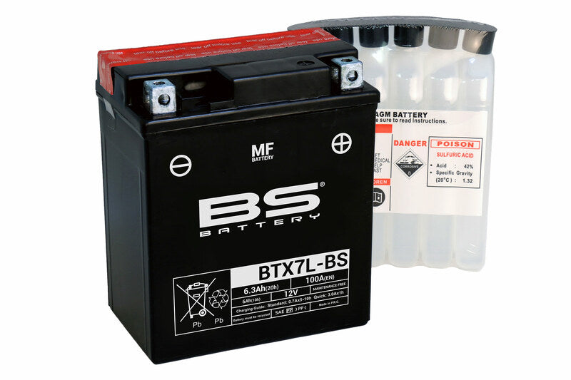 BS BATTERY Battery Maintenance Free with Acid Pack - BTX7L