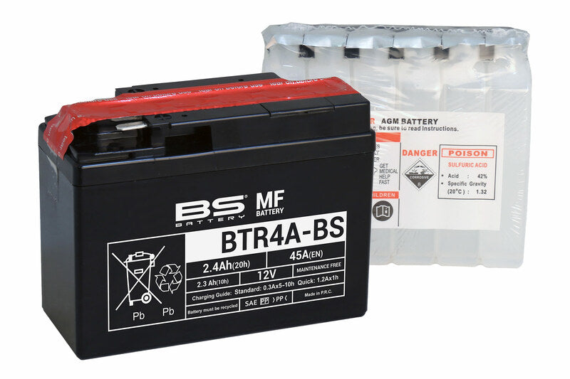 BS BATTERY Battery Maintenance Free with Acid Pack - BTR4A
