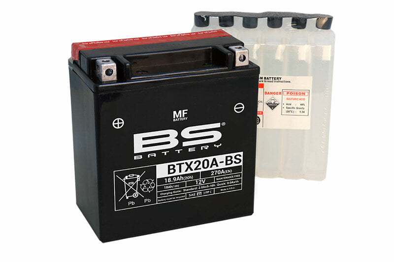 BS BATTERY Battery Maintenance Free with Acid Pack - BTX20A