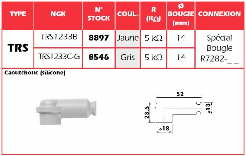 NGK Yellow Spark Plug Cap - TRS1233B