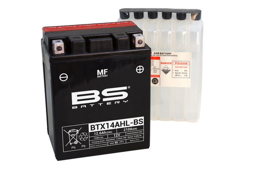 BS BATTERY Battery Maintenance Free with Acid Pack - BTX14AHL