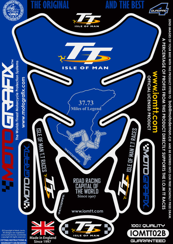 MOTOGRAFIX Tank Pad 4pcs Blue Isle of Man