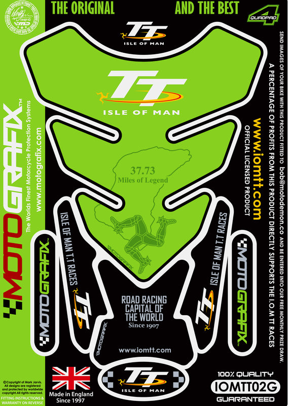 MOTOGRAFIX Tank Pad 4pcs Green Isle of Man