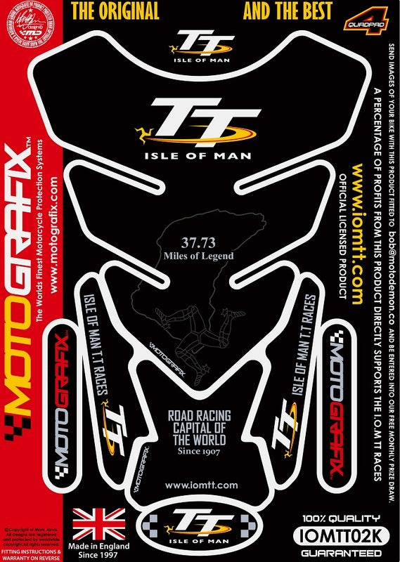 MOTOGRAFIX Tank Pad 4pcs Black Isle of Man