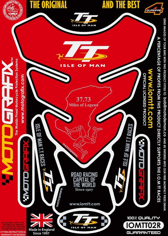 MOTOGRAFIX Tank Pad 4pcs Red Isle of Man