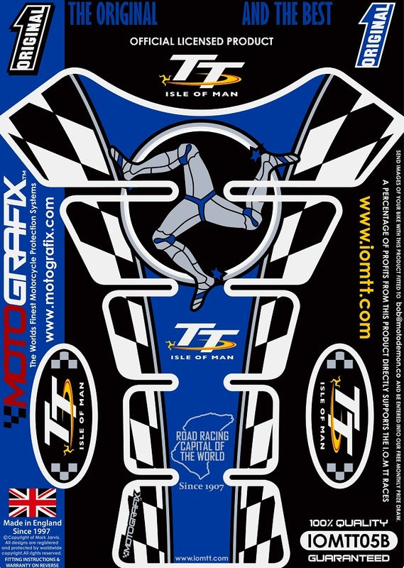 MOTOGRAFIX Tank Pad 1pcs Blue Isle of Man