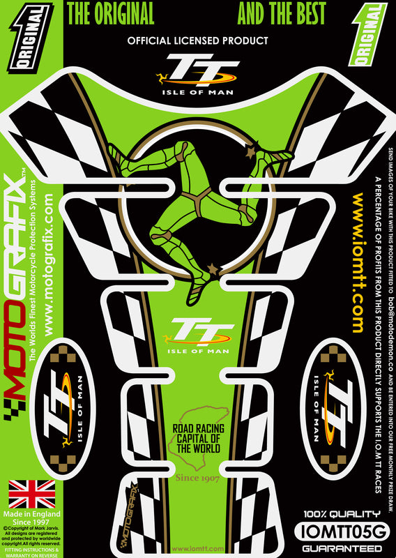 MOTOGRAFIX Tank Pad 1pcs Green Isle of Man
