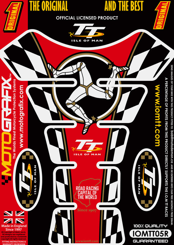 MOTOGRAFIX Tank Pad 1pcs Red Isle of Man