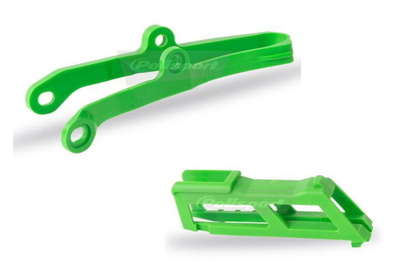POLISPORT Chain Guide + Slider Kit Green Kawasaki KX450F