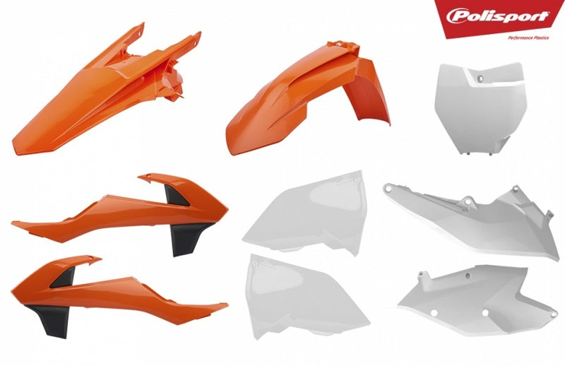 POLISPORT Plastic Kit OEM Color (2018) Orange/White KTM SX/SX-F