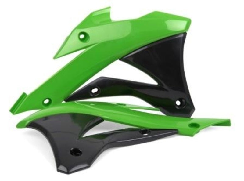 POLISPORT Radiator Covers OEM Color Green/Black Kawasaki KX85/KX100
