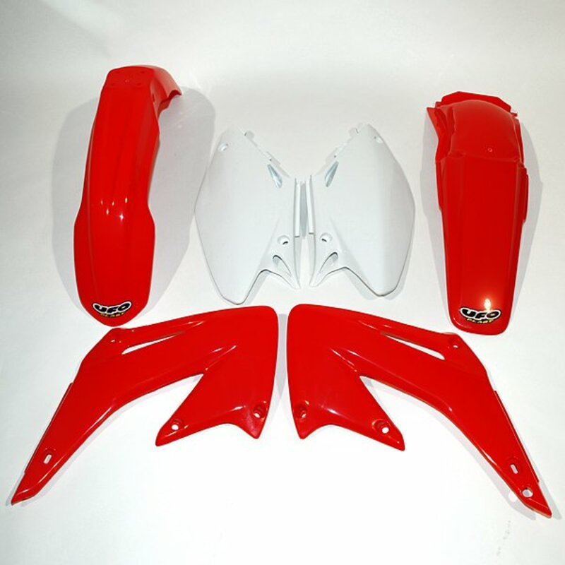 UFO Plastic Kit OEM Color Red/White Honda CR125R/250R - 1086937003