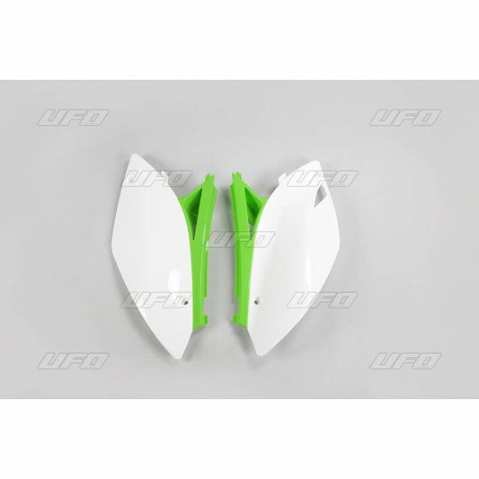 UFO Side Panels White/Green Kawasaki KX450F