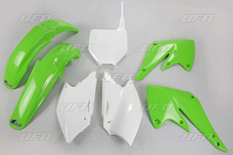 UFO Plastic Kit OEM Color Green/White Kawasaki KX250F - 1087251002