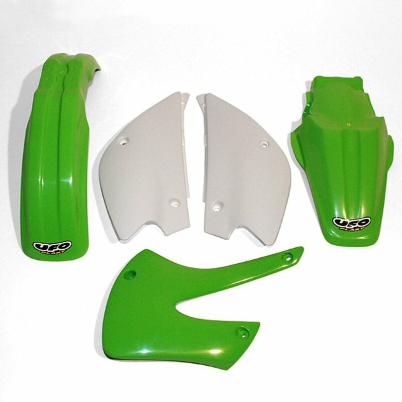UFO Plastic Kit OEM Color Green/White Kawasaki KX80
