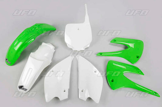 UFO Restyled Plastic Kit OEM Color (2013) Green/White Kawasaki KX85