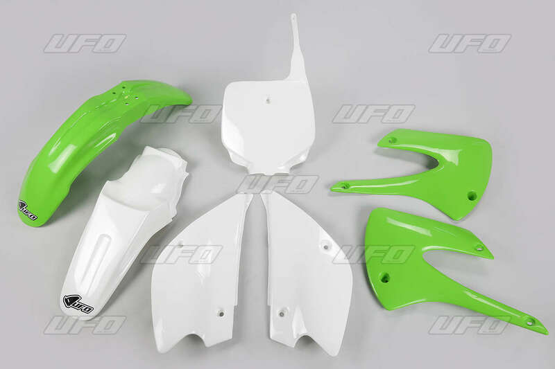 UFO Restyled Plastic Kit OEM Color (2013) Green/White Kawasaki KX85