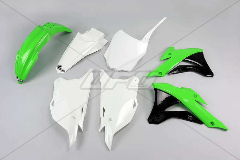 UFO Plastic Kit OEM Color (2016) Green/Black/White Kawasaki KX85