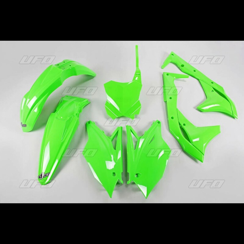 UFO Plastic Kit Neon Green Kawasaki KX250F - 1087272005