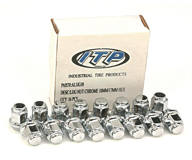 ITP Lug Nut Kit Flat Chrome 3/8-24mm - Box of 16