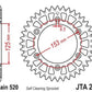 JT SPROCKETS Aluminium Ultra-Light Self-Cleaning Rear Sprocket 210 - 520 - 1096566001