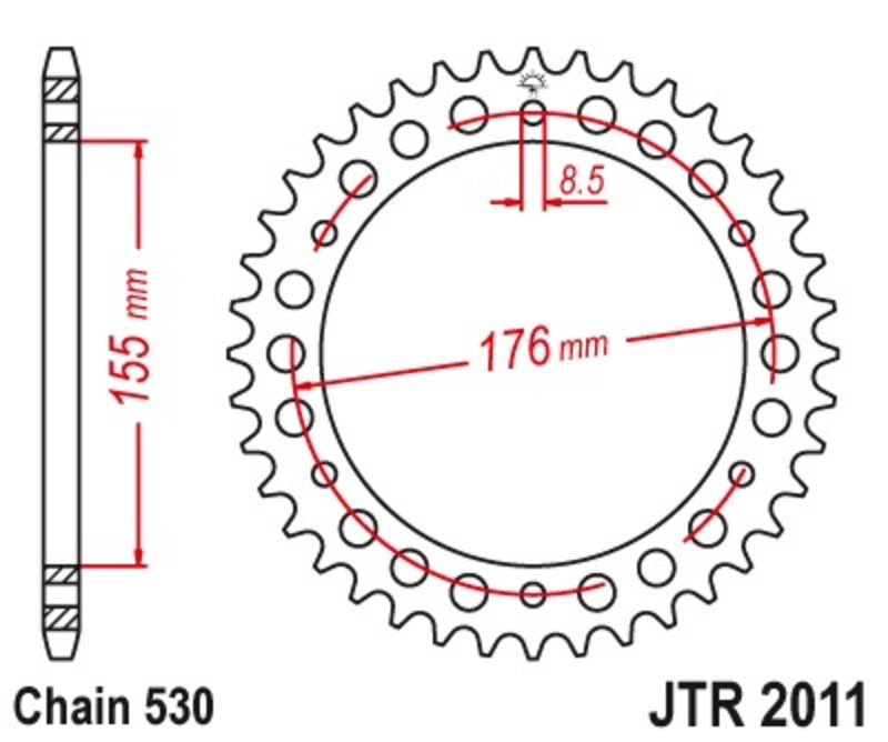 JT SPROCKETS Steel Standard Rear Sprocket 2011 - 530 - 1096592001