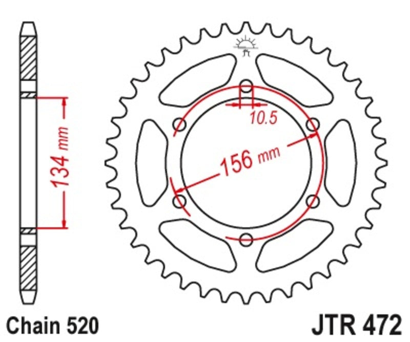 JT SPROCKETS Steel Standard Rear Sprocket 472 - 520 - 1096595001