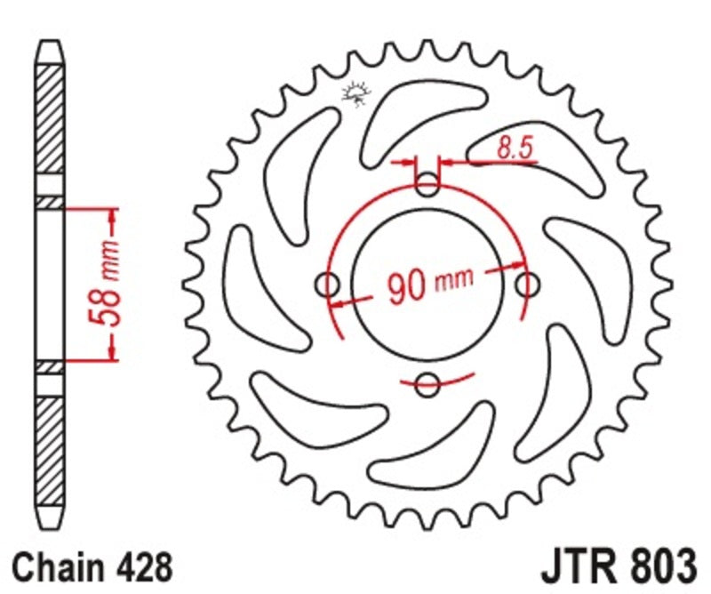 JT SPROCKETS Steel Ultra-Light Hard Anodized Rear Sprocket 803 - 428