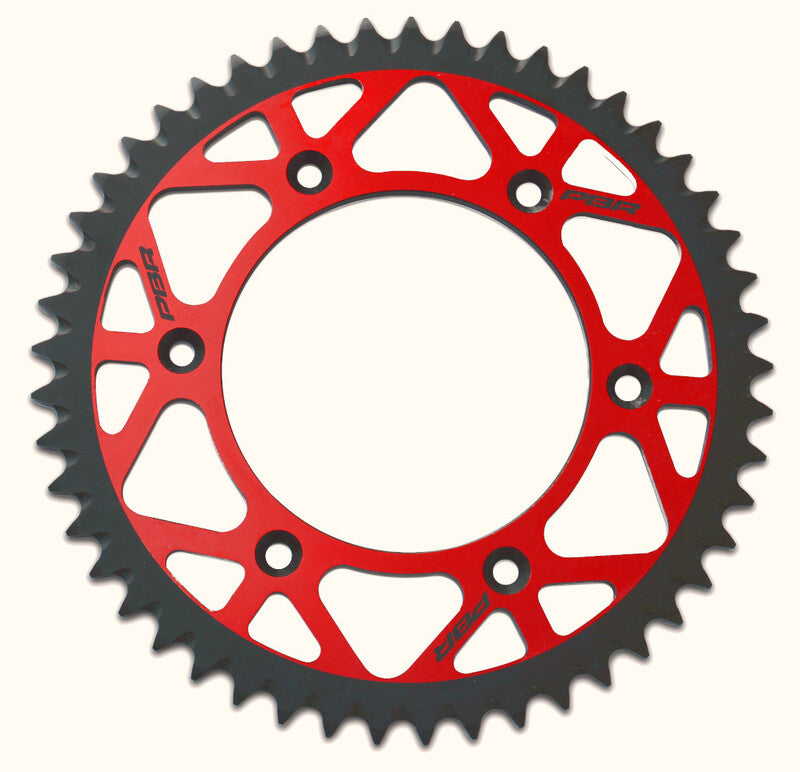 PBR Twin Color Rear Sprocket Red/Black 49 Teeth Aluminium Ultra-Light Self-Cleaning Hard Anodized 520 Pitch Type 899