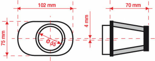 BMC Air Filter Tapered Offset-Right Ã˜55mm - FBPF55-70R