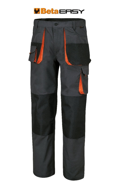 BETA Multipocket Work Trousers in T/C canvas 260g/mÂ² Oxford Inserts Grey Size XS
