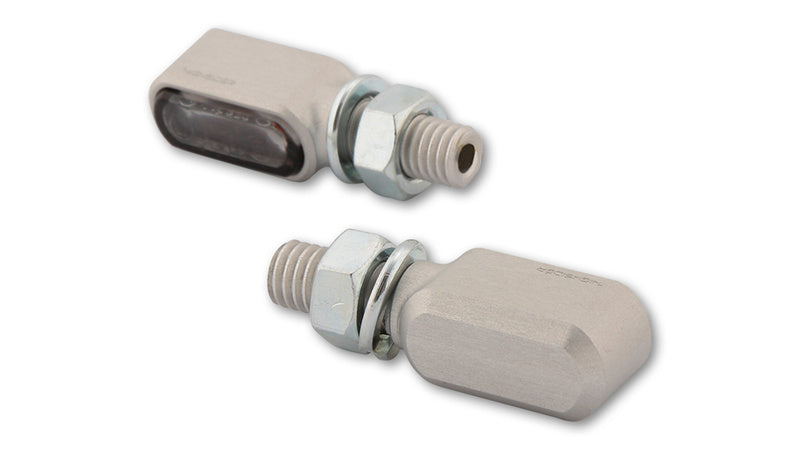 HIGHSIDER CNC LED Indicators Little Bronx, Silver, Tinted Glass, E-Approved, (pair)