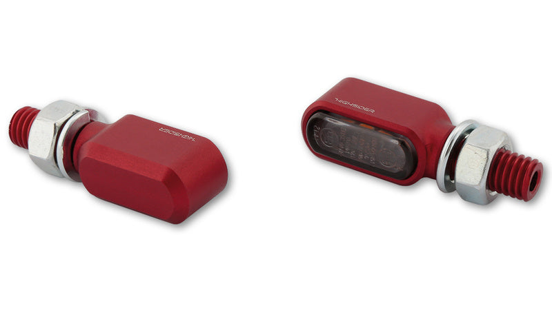 HIGHSIDER CNC LED Indicators Little Bronx, Red, Tinted Glass, E-Approved, (pair)