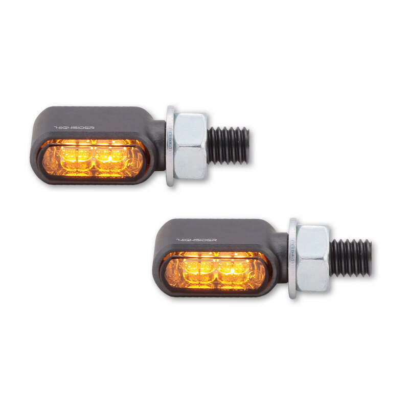 HIGHSIDER CNC LED Indicators Little Bronx, Titanium, Tinted Glass, E-Approved, (pair)