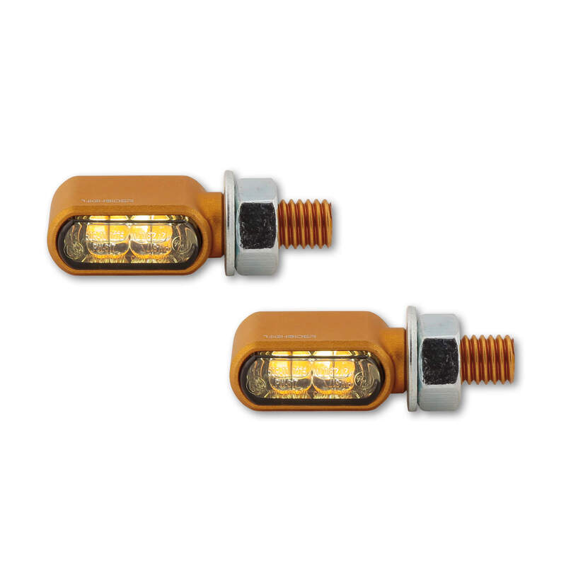 HIGHSIDER CNC 2in1 LED Indicator/Position Light Little Bronx, Gold, Tinted, E-Approved, (pair)