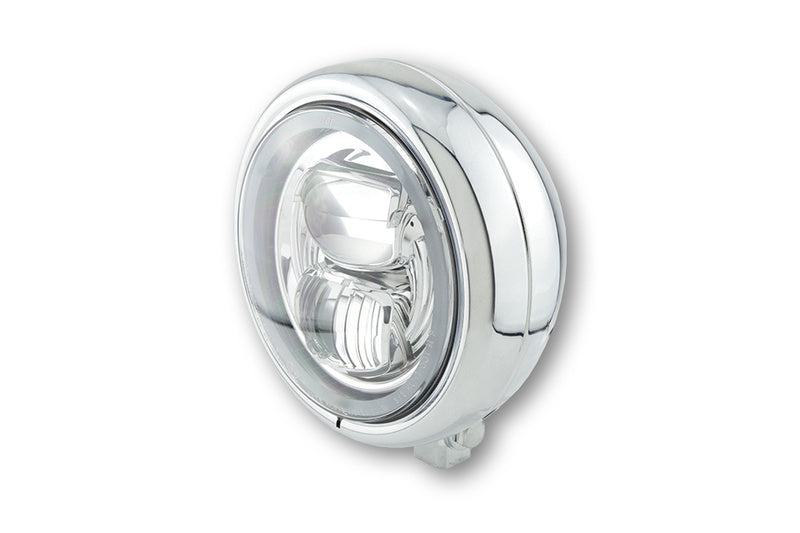 HIGHSIDER 5 3/4 Inch LED Head Light PECOS Type7 With Parking Light Ring, Chrome