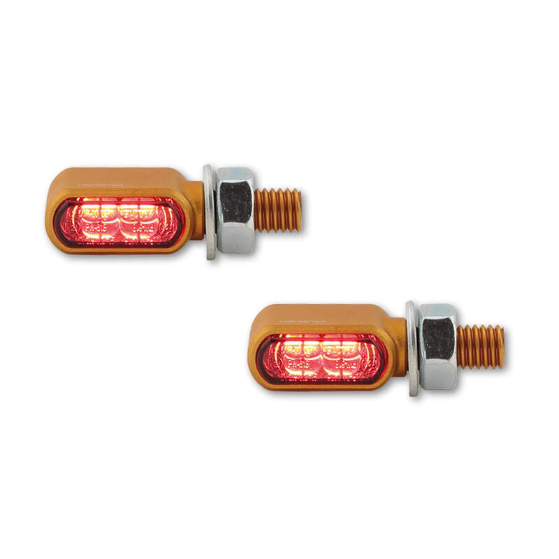 HIGHSIDER CNC LED 3in1 Tail-, Brake Light, Indicator Little Bronx, Gold, Tinted, E-Approved, (pair)