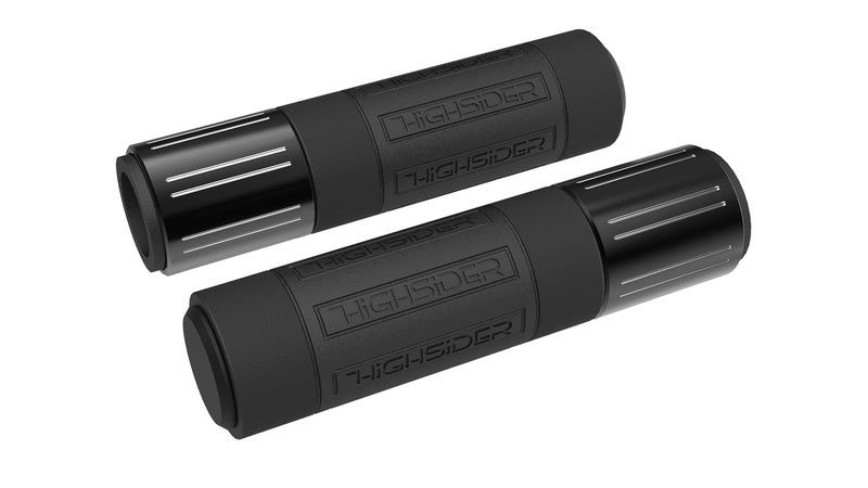 HIGHSIDER Conero Handlebar Grip Rubber, 7/8 Inch (22,2 mm), 132 mm, Black Glossy With polished bevels