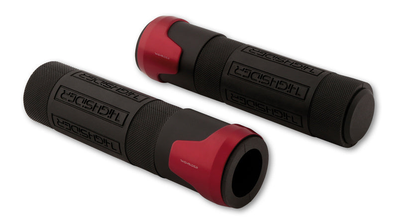 HIGHSIDER Akron Handlebar Grip Rubber, 7/8 Inch (22.2 mm), 132 mm, Red