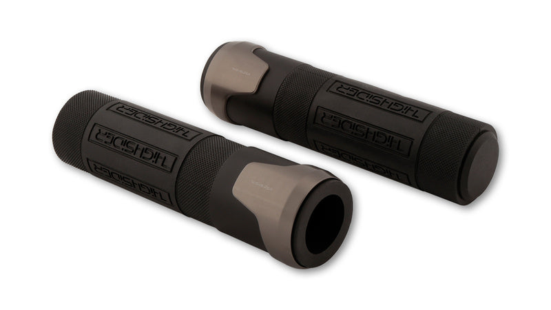HIGHSIDER Akron Handlebar Grip Rubber, 7/8 Inch (22.2 mm), 132 mm, Titanium