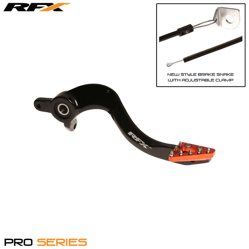 RFX Pro ST Rear Brake Lever (Hard Anodised Black/Orange) - KTM SX/SX-F 125-525