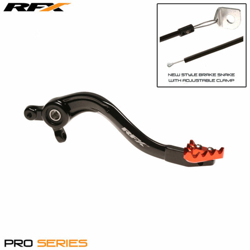 RFX Pro ST Rear Brake Lever (Hard Anodised Black/Orange) - KTM SX/EXC250
