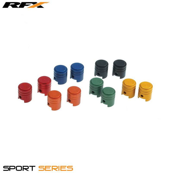 RFX Sport-Ventilkappen (Kolben/Schwarz), 2 Stück
