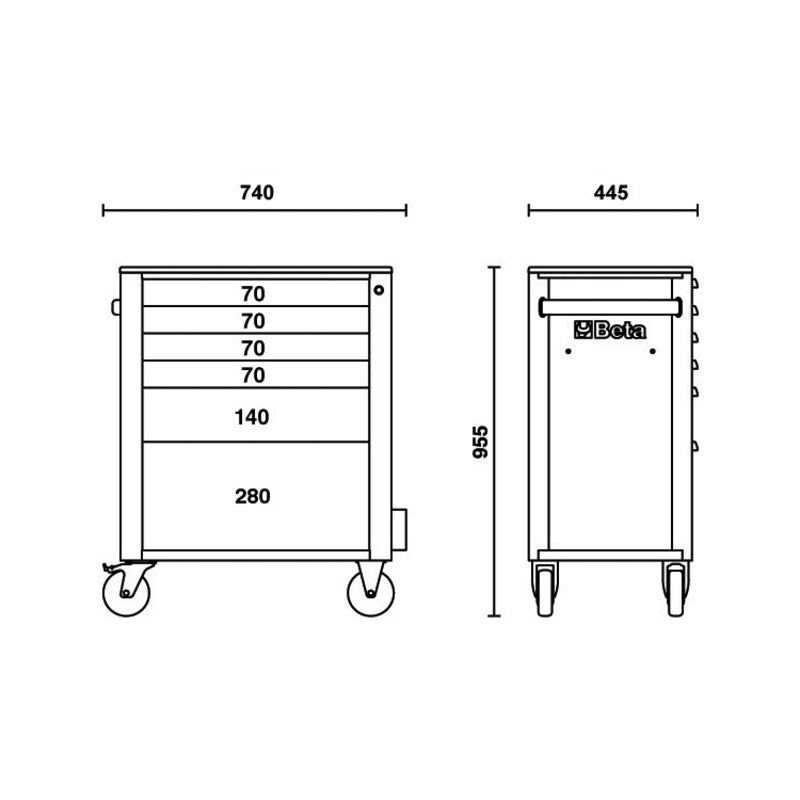 BETA RSC24/6 Mobile Roller Cab 6 Drawers - 1111077006